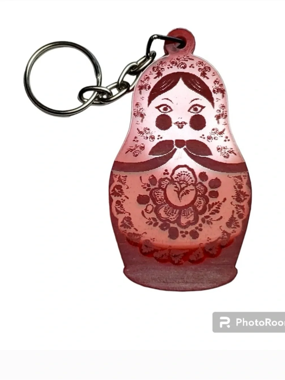 Matryoshka Doll Keychain - Pink Red Russian Nesting Doll Charm